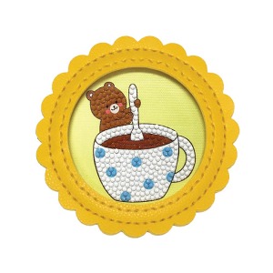 가죽보석십자수 컵받침만들기/DIY키트(노랑)
